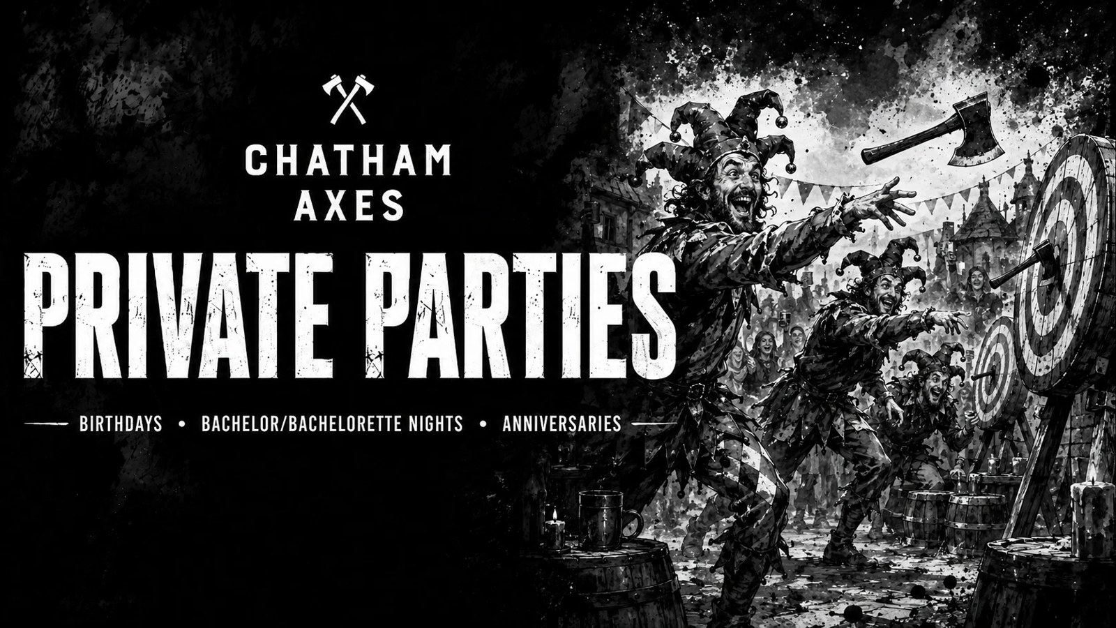 Chatham Axes Private Parties. Birthdays, bachelor and bachelorette nights, anniversaries