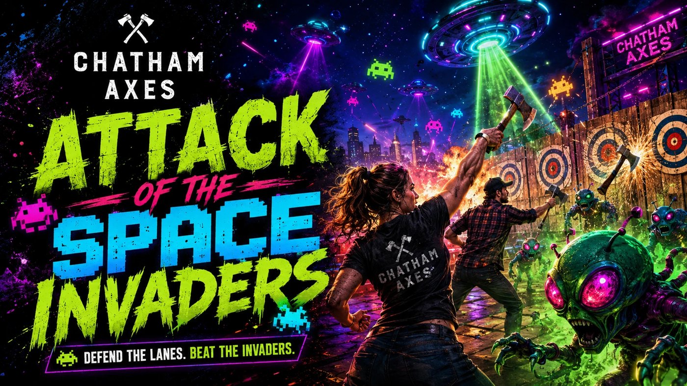 Attack of the Space Invaders at Chatham Axes: defend the lanes, beat the invaders